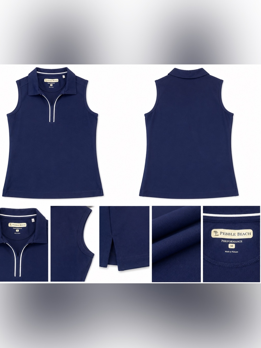 Pebble Beach Performance Navy Sleeveless Golf Polo Women’s M